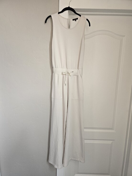 Quince Pants - Quince Cream Sleeveless Jumpsuit Soft Cozy Loungewear Size Small